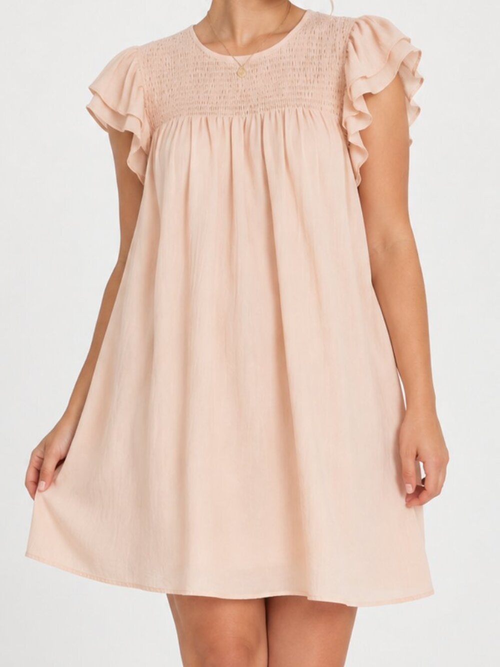 Kirundo Blush Smocked Ruffle Sleeve Dress Size Large